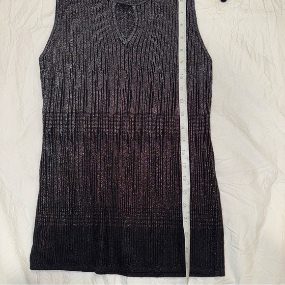 White House Black Market Silver Metallic Knit Tank Top | Size Small - Picture 7 of 10